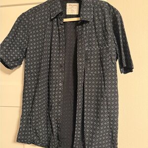 Men's Black Patterned Casual Button Down Shirt